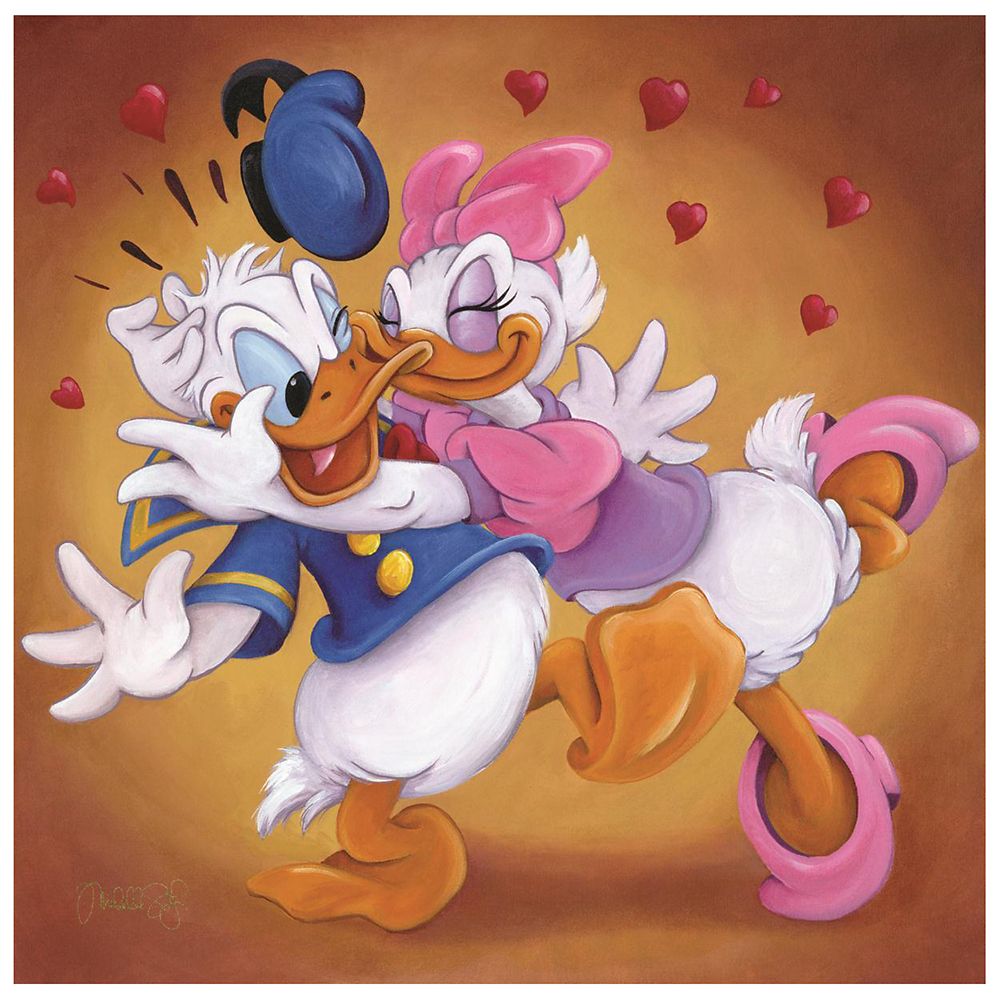 ''Donald and Daisy Kissing'' Donald Duck Gicl&eacute;e