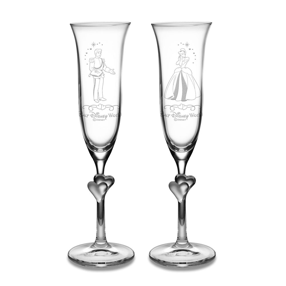 Cinderella and Prince Charming Glass Flute Set by Arribas