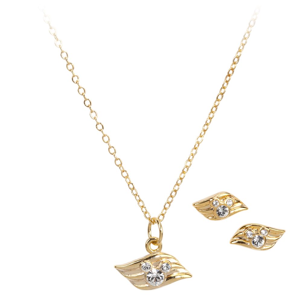 Disney Cruise Line Gold Necklace and Earrings Set