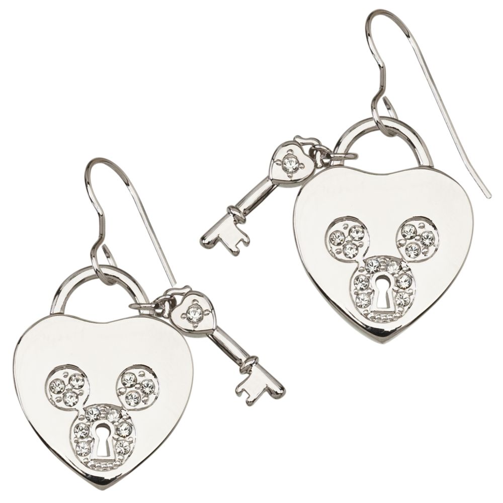 Pav&eacute Crystal ''Heartlock'' Mickey Mouse Earrings -- Crystal Mouse Icon