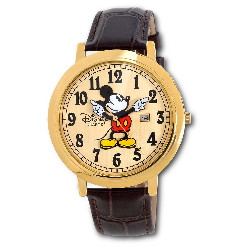 Jumbo Classic Mickey Mouse Watch -- Brown/Gold
