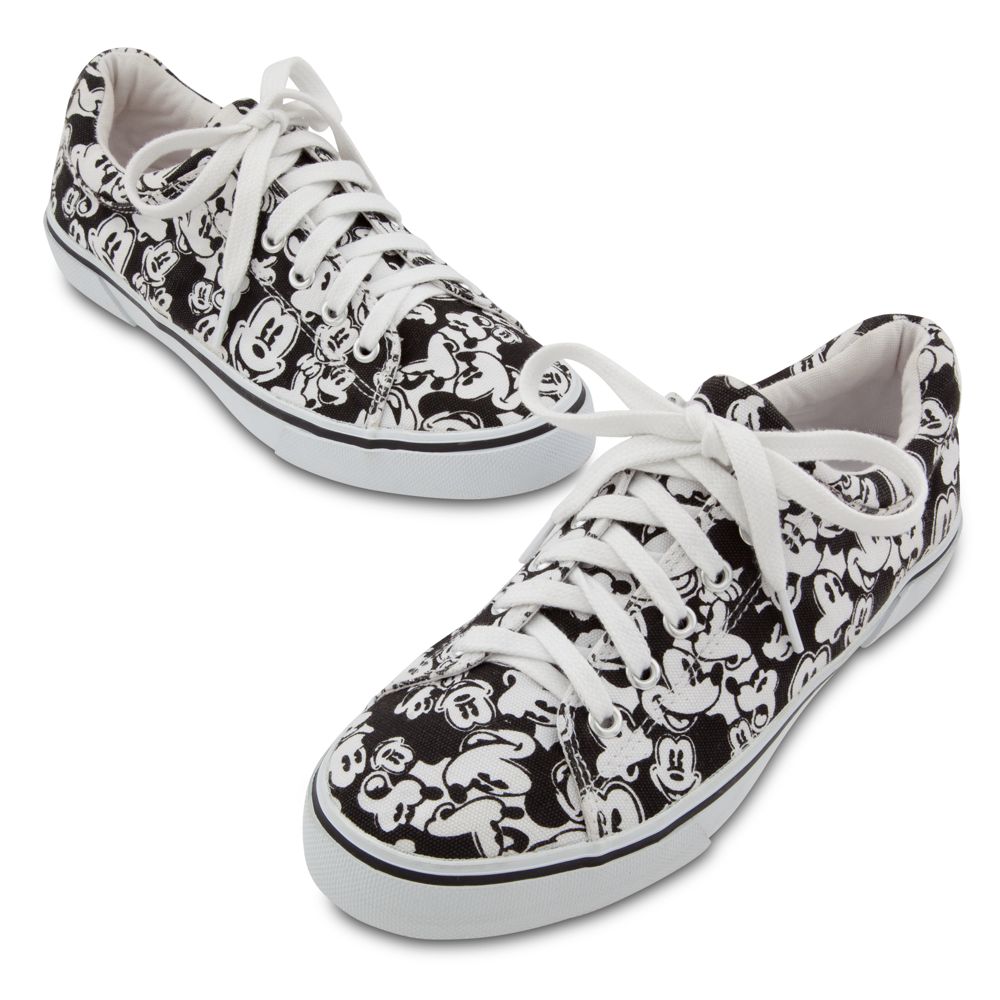Canvas Black and White Mickey Mouse Shoes for Women
