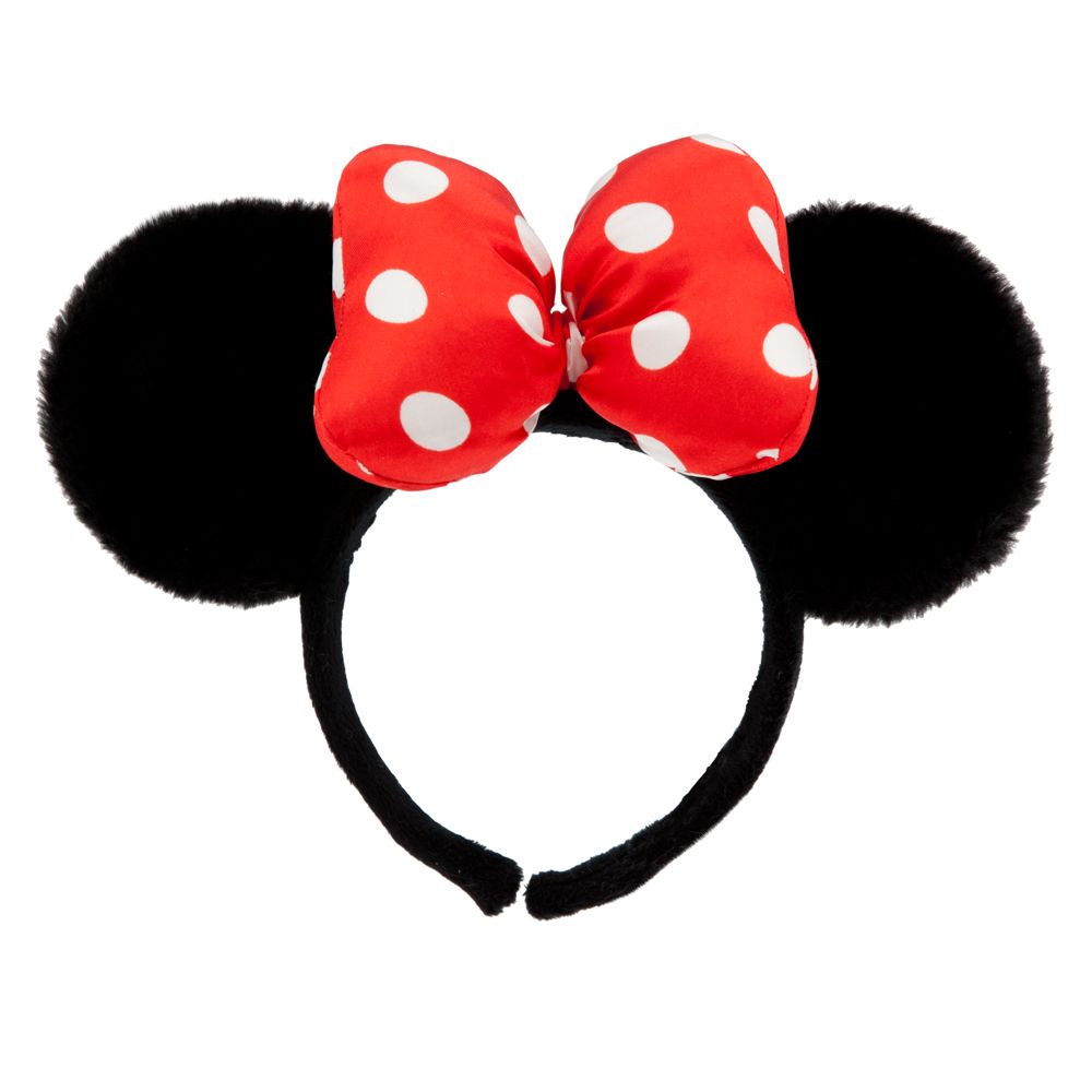Black Plush Minnie Mouse Ears Headband for Women