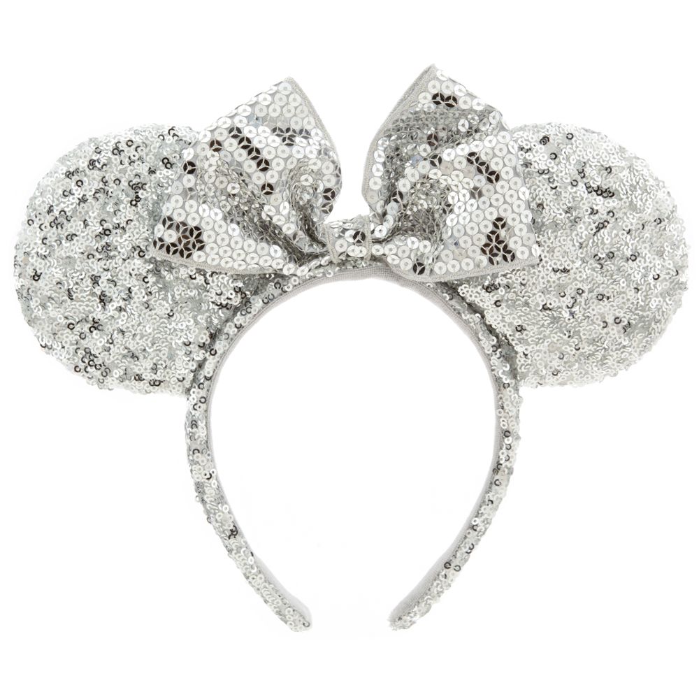 Minnie Mouse Ear Headband - Silver Sequins