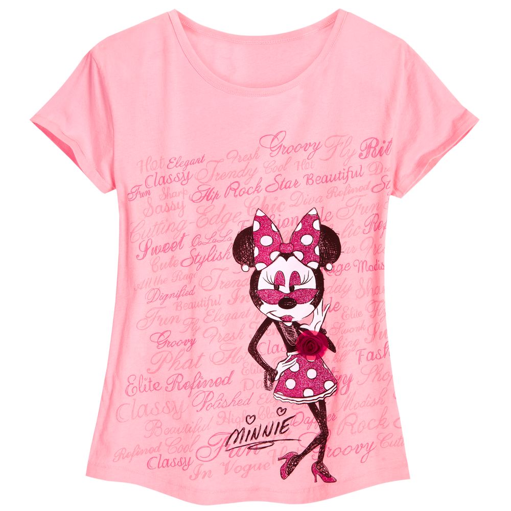Ooh La La Fashion Glitter Minnie Mouse Tee for Women