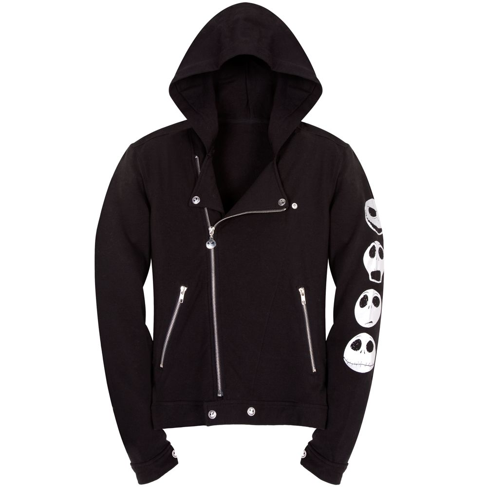 Fleece Asymmetric Biker Jacket Jack Skellington Hoodie for Women