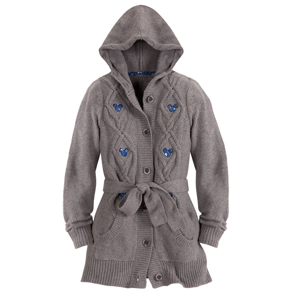 Hooded Cable Knit Mickey Mouse Cardigan Sweater for Women