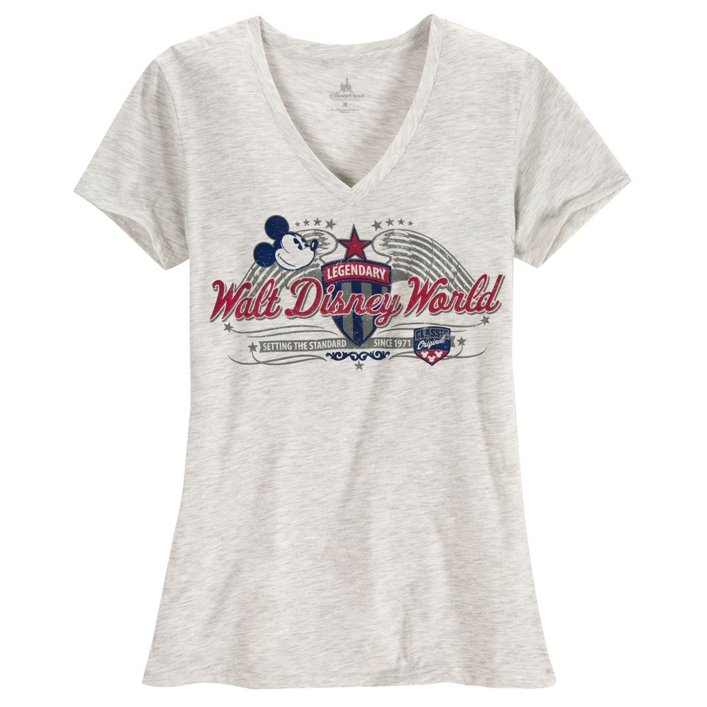 V-Neck Walt Disney World Mickey Mouse Tee for Women  -- Gray