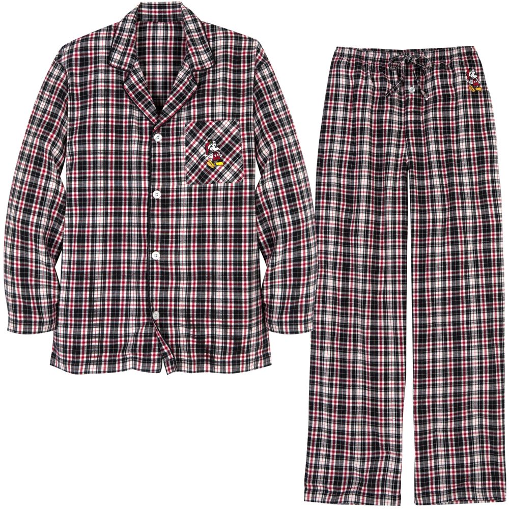 Flannel Santa Mickey Mouse Pajamas for Men -- 2-Pc.