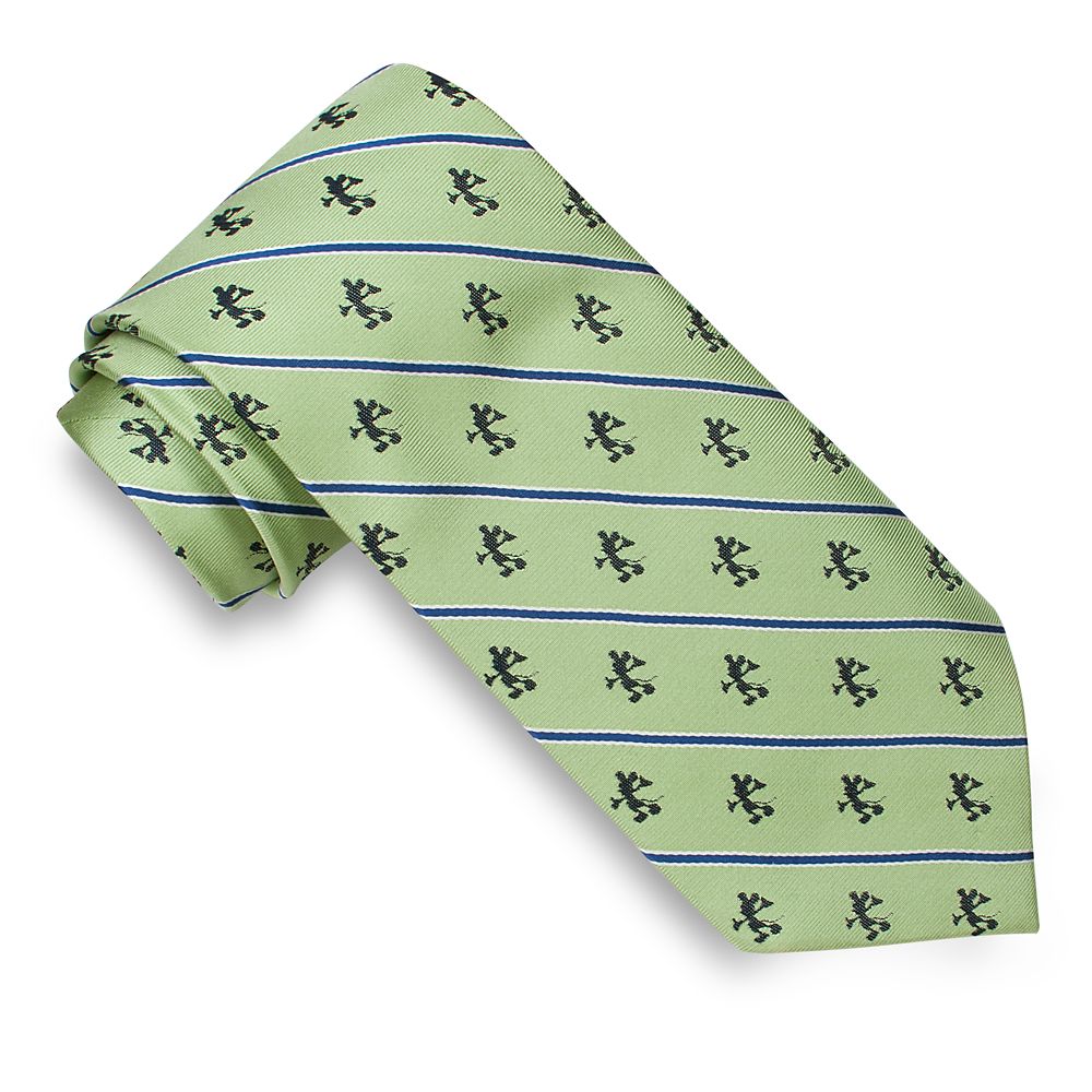 Striped Silk Mickey Mouse Tie for Men -- Lime