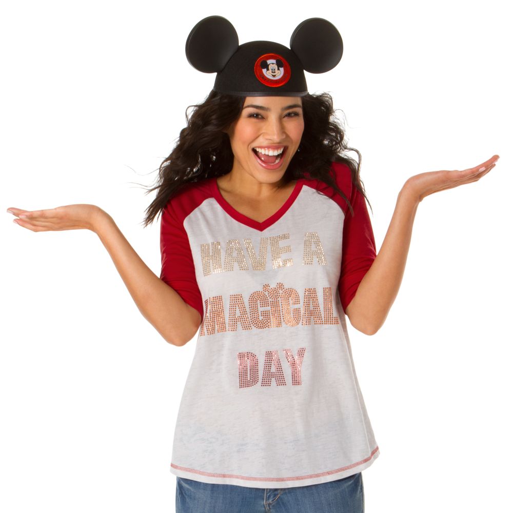 Burnout Raglan ''Have a Magical Day Mickey Mouse'' Tee for Women -- Red