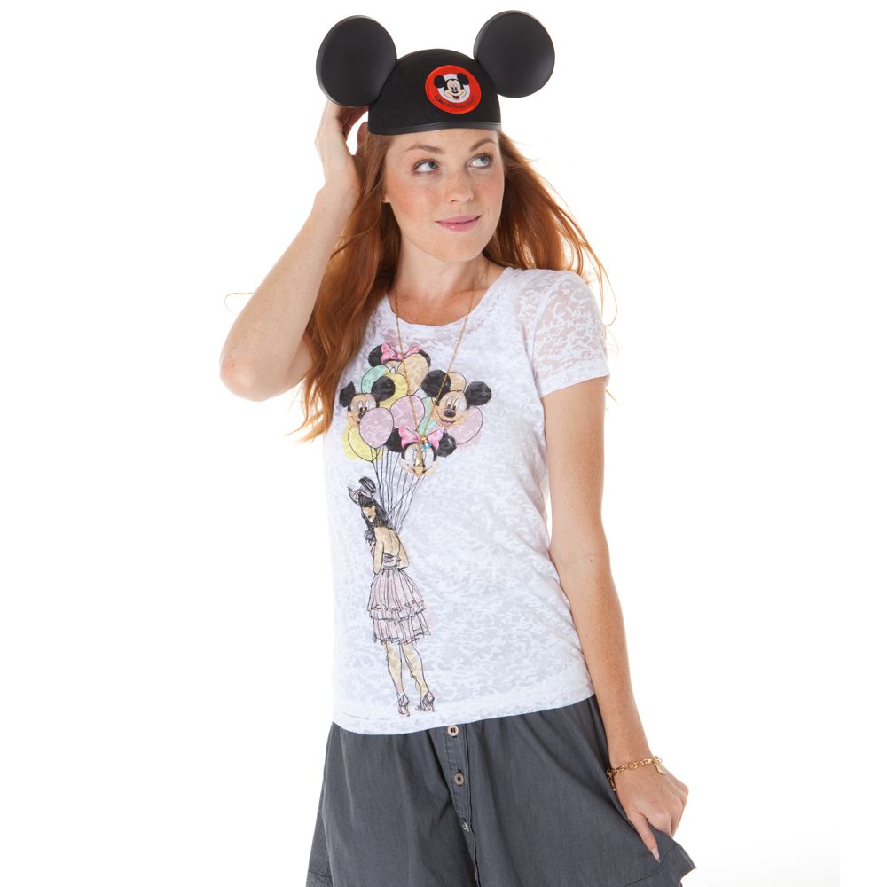Burnout Balloon Girl Mickey Mouse Tee for Women