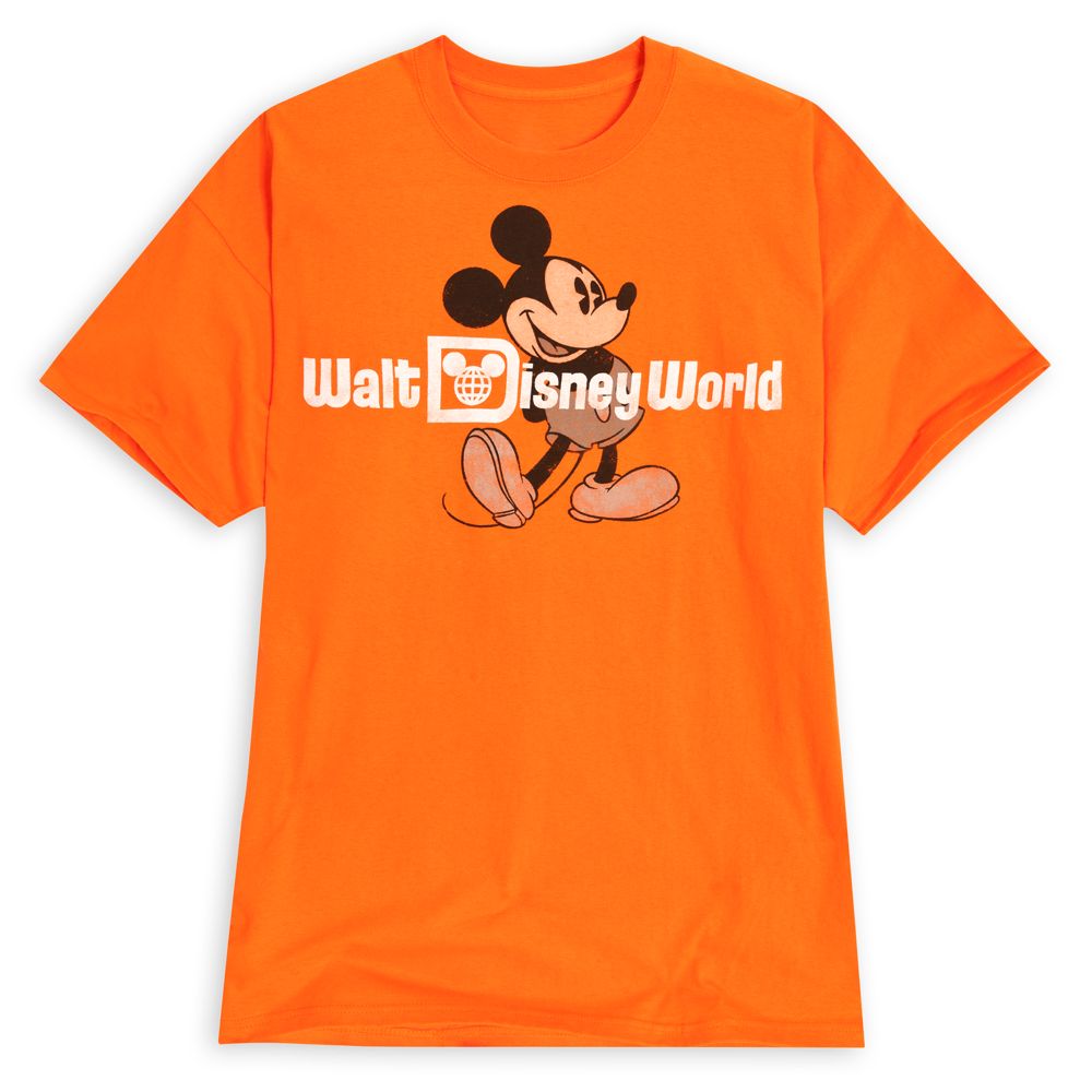 Faded Walt Disney World Mickey Mouse Tee for Adults -- Orange