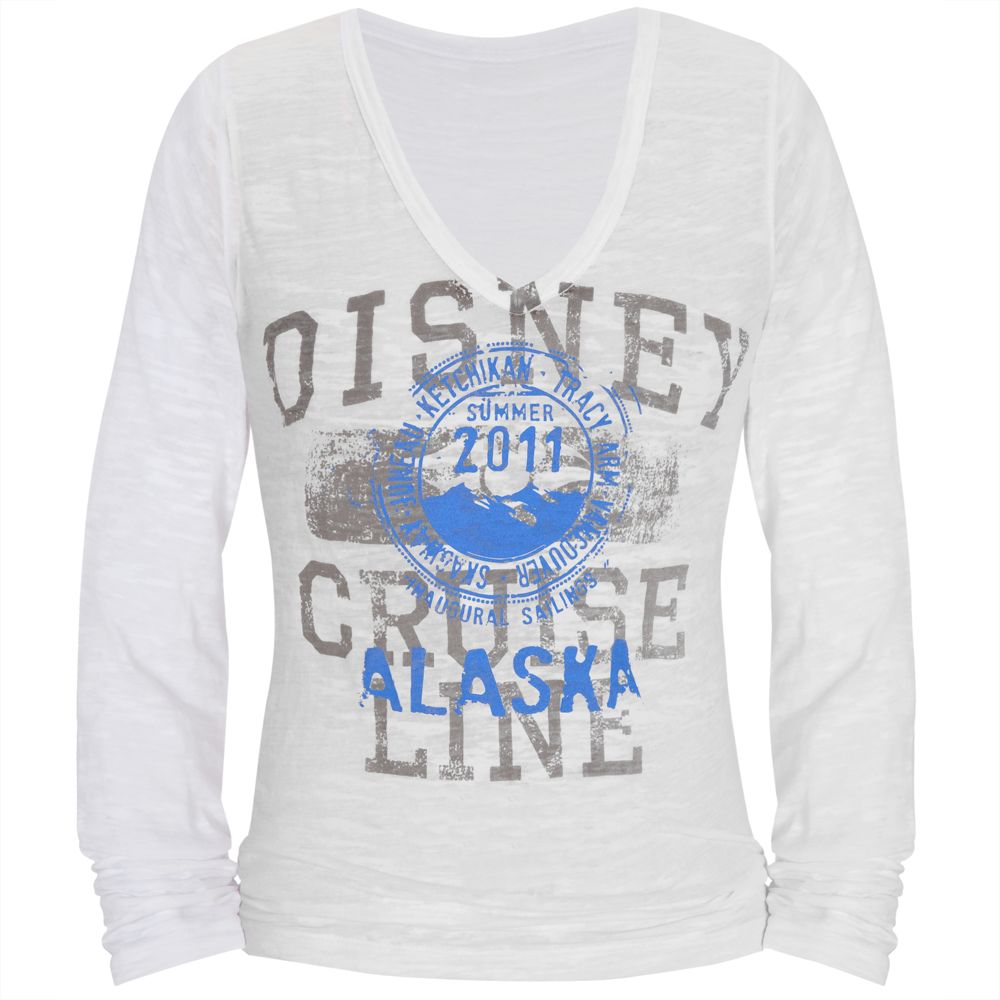 Disney Cruise Line Burnout Long Sleeve V-Neck Alaska Tee for Women