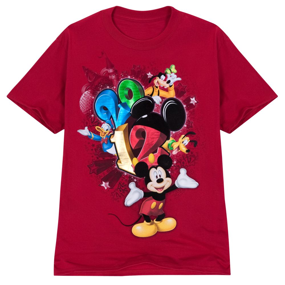 2012 Flocked Walt Disney World Resort Tee for Adults -- Red