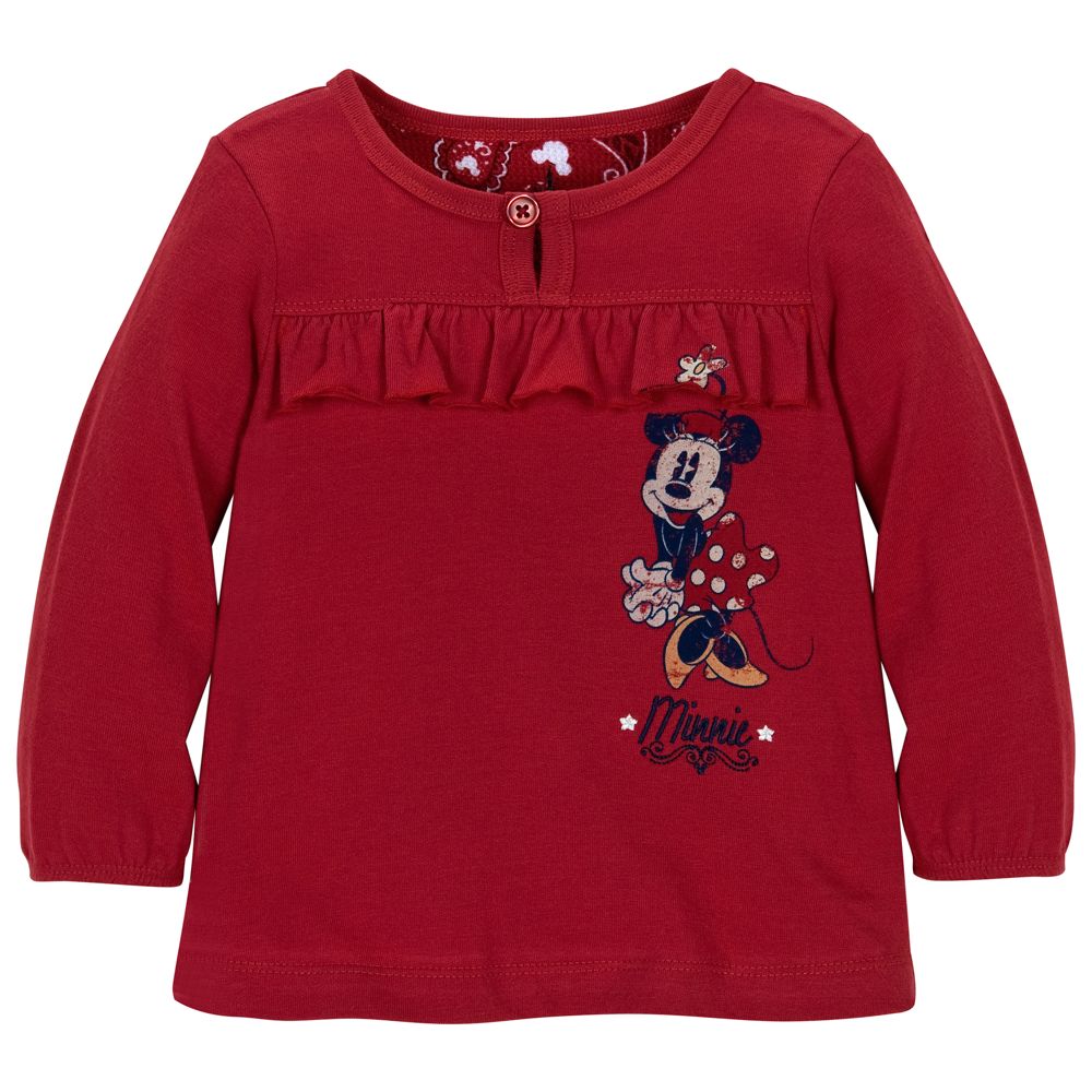 Long Sleeve Minnie Mouse Top for Toddler Girls