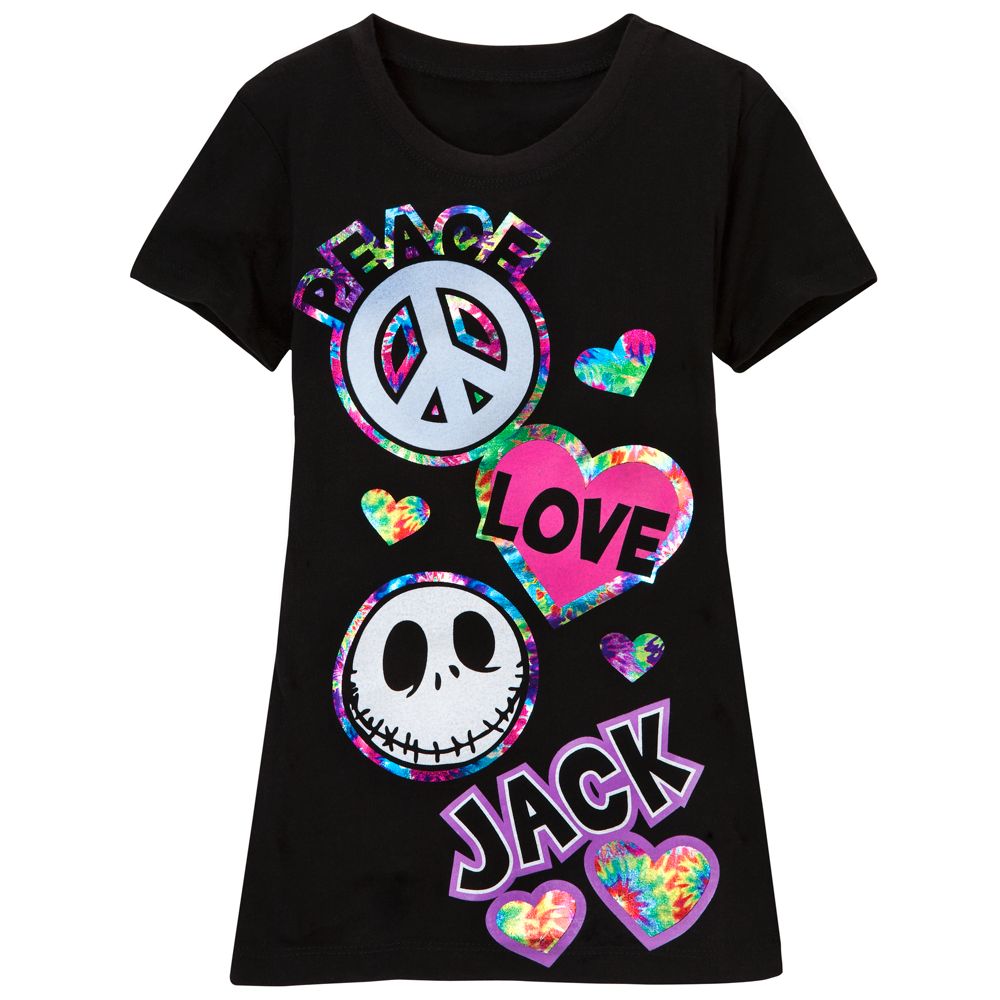 ''Peace, Love and Jack'' Jack Skellington Tee for Girls