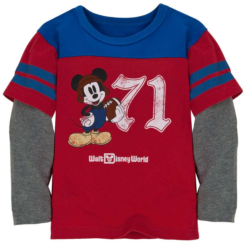 Double-Up Long Sleeve Football Mickey Mouse Tee for Toddler Boys