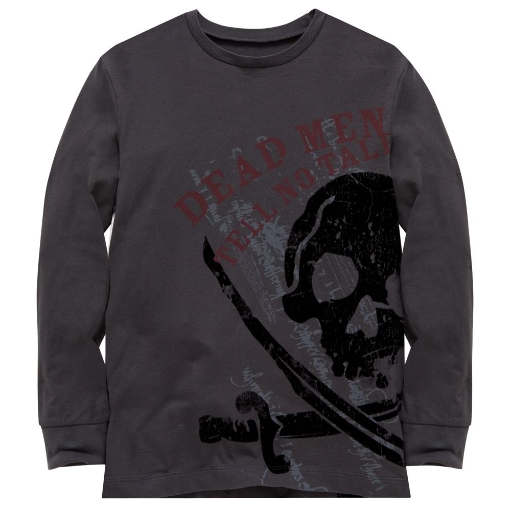 Long Sleeve Flocked Pirates of the Caribbean Tee for Boys