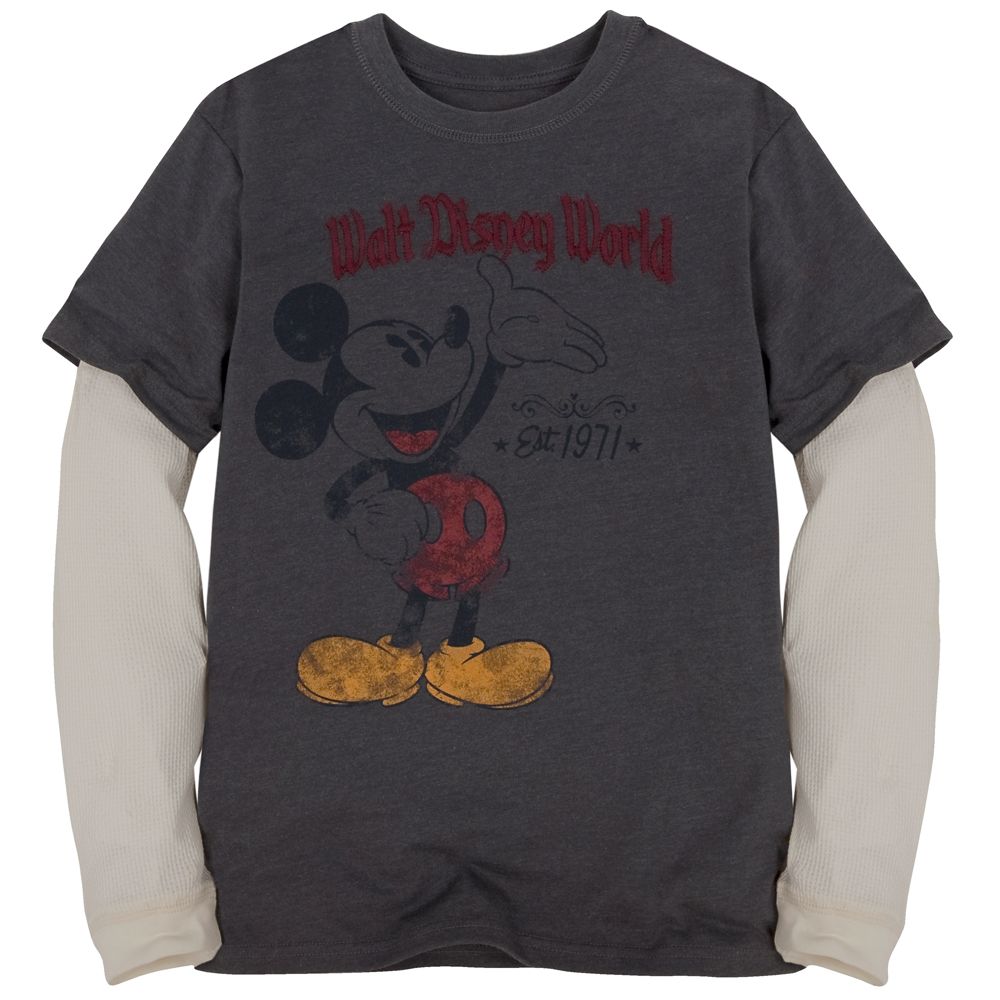 Double-Up Long Sleeve Thermal Mickey Mouse Tee for Boys