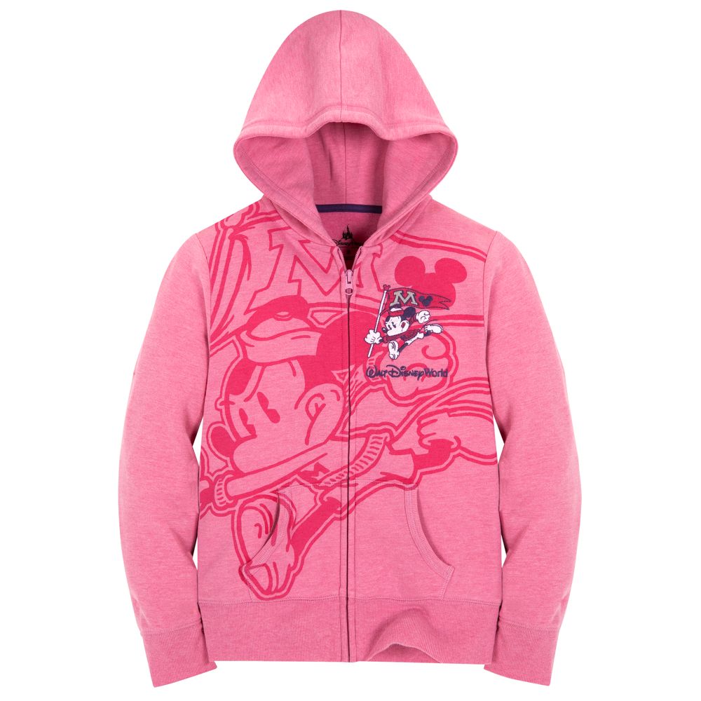 Pink Fleece Mascot Mickey Mouse Hoodie for Girls