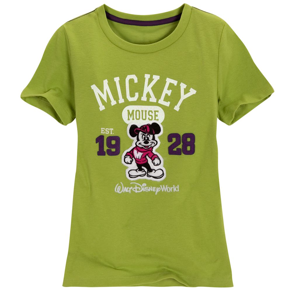 Green Mascot Mickey Mouse Tee for Girls