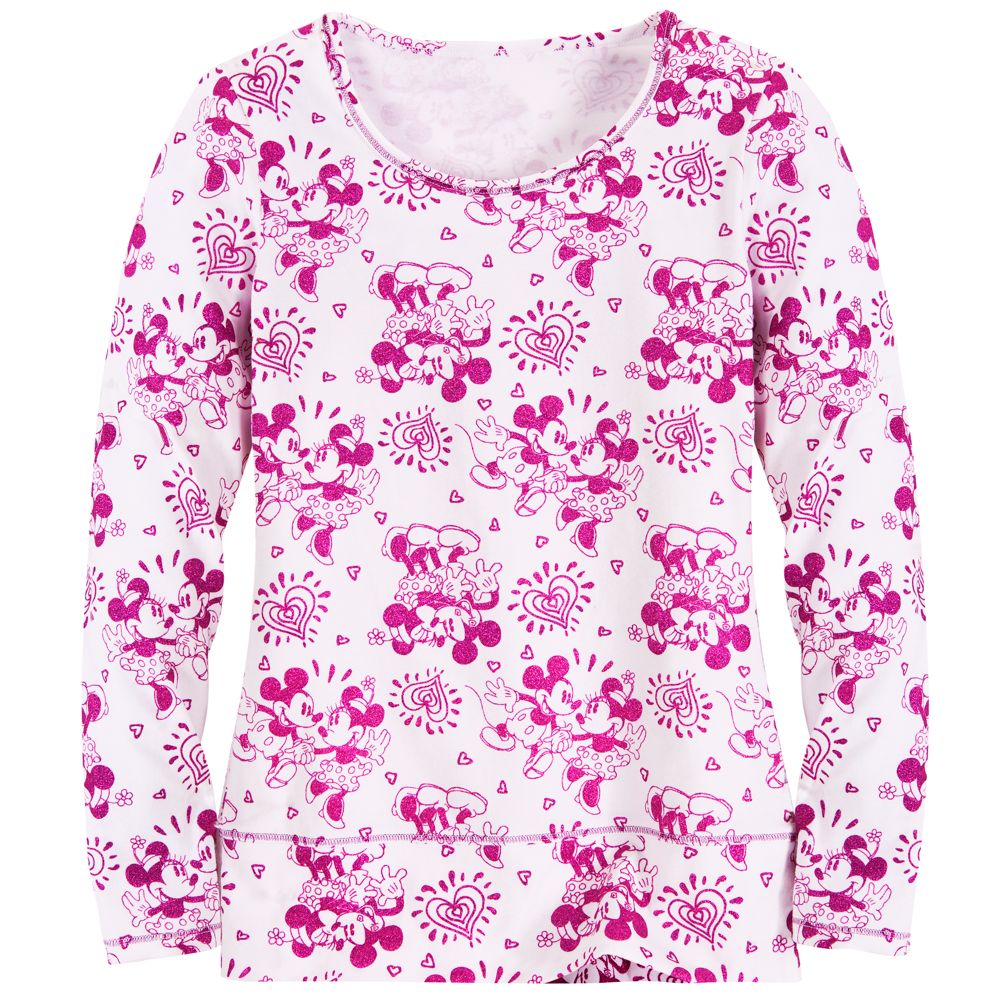 Long-Sleeve Sparkle Minnie and Mickey Mouse Tee for Girls