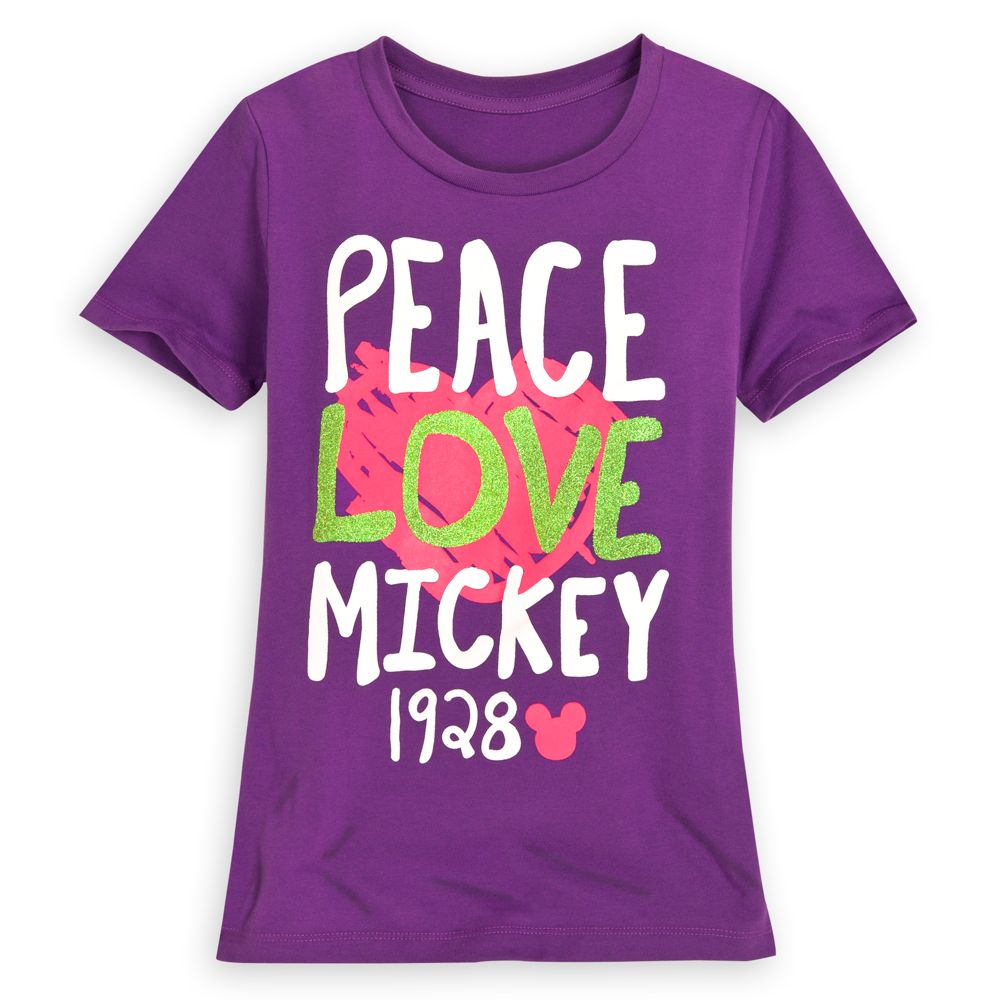 Peace Love Mickey Mouse Tee for Girls