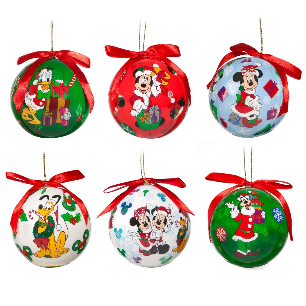 Decoupage Santa Mickey Mouse Ornament Set -- 6-Pc.