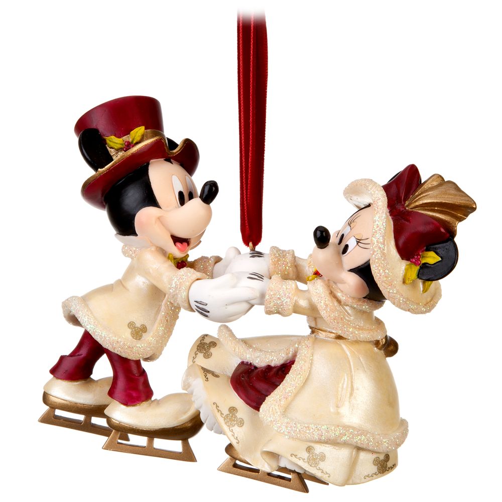 Victorian Skating Minnie and Mickey Mouse Ornament