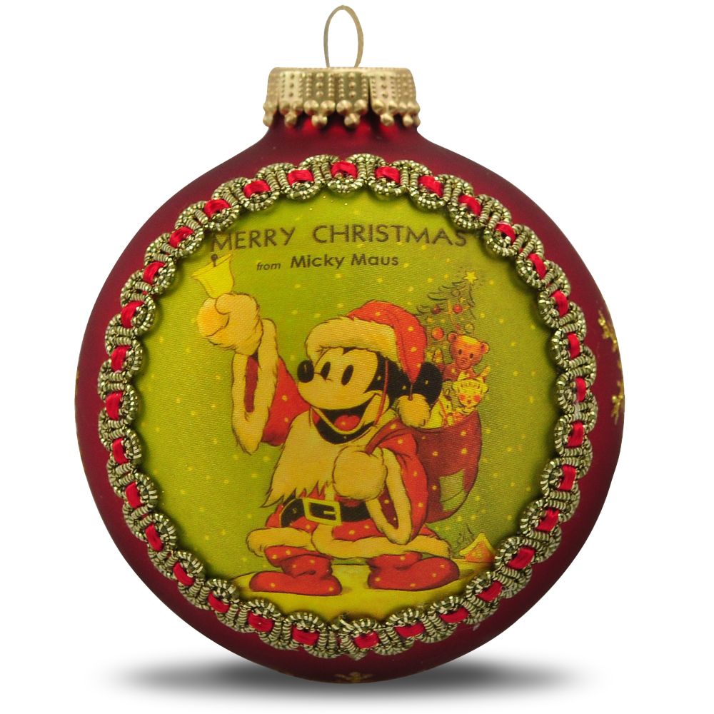 Limited Edition ''Merry Christmas Micky Maus'' Mickey Mouse Ornament by Krebs -- Red