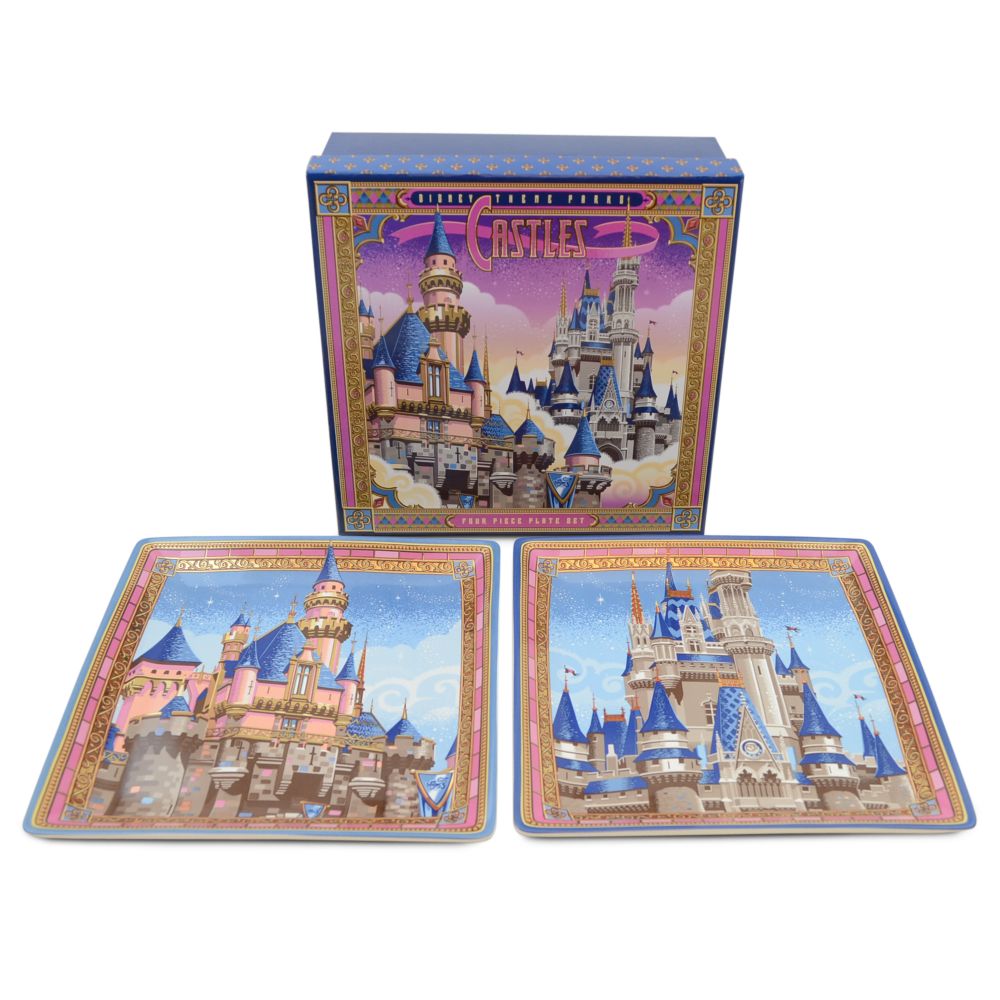 Disneyland and Walt Disney World Castles Plate Set by Jeff Granito -- 4-Pc.