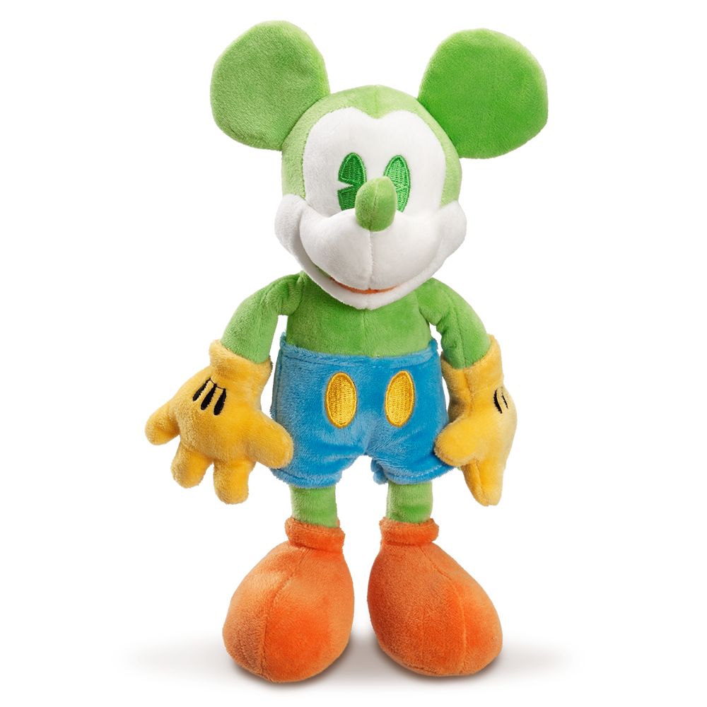 Green and Orange Mickey Mouse Plush Toy -- 11'' H